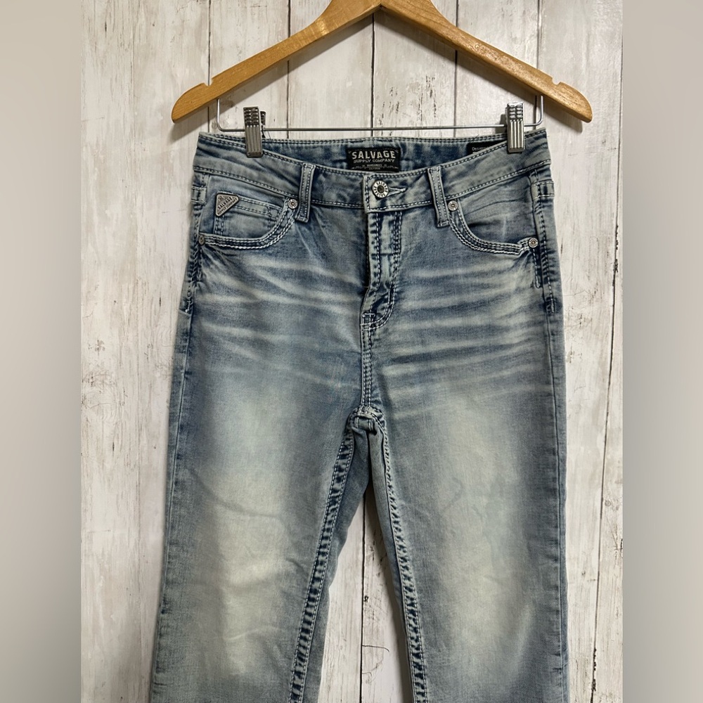 Salvage Light Blue Straight Relaxed Jeans Size 14r - Picture 2 of 10